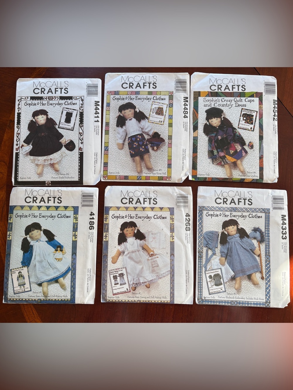 McCall’s Crafts Lot of 6 Patterns for Sophie Doll, Her Clothes, and Toys